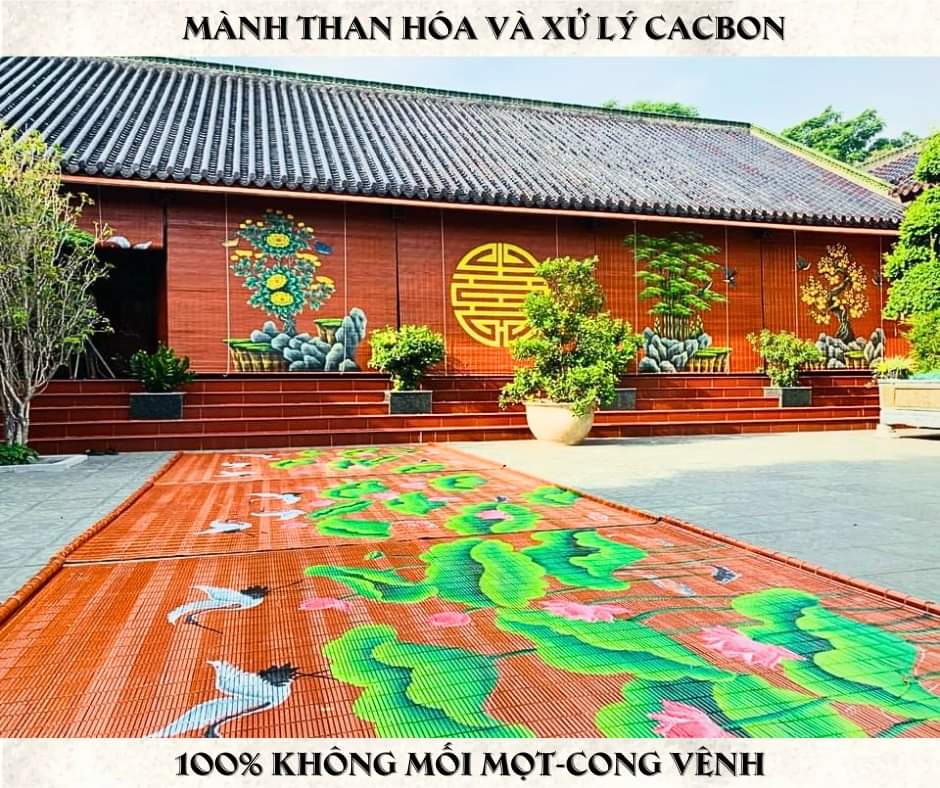 Mành Trúc Cật Vẽ Tranh Cao Cấp Than Hóa